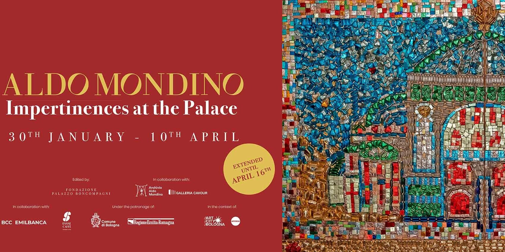 La locandina dell'evento di Aldo Mondino a Palazzo Boncompagni